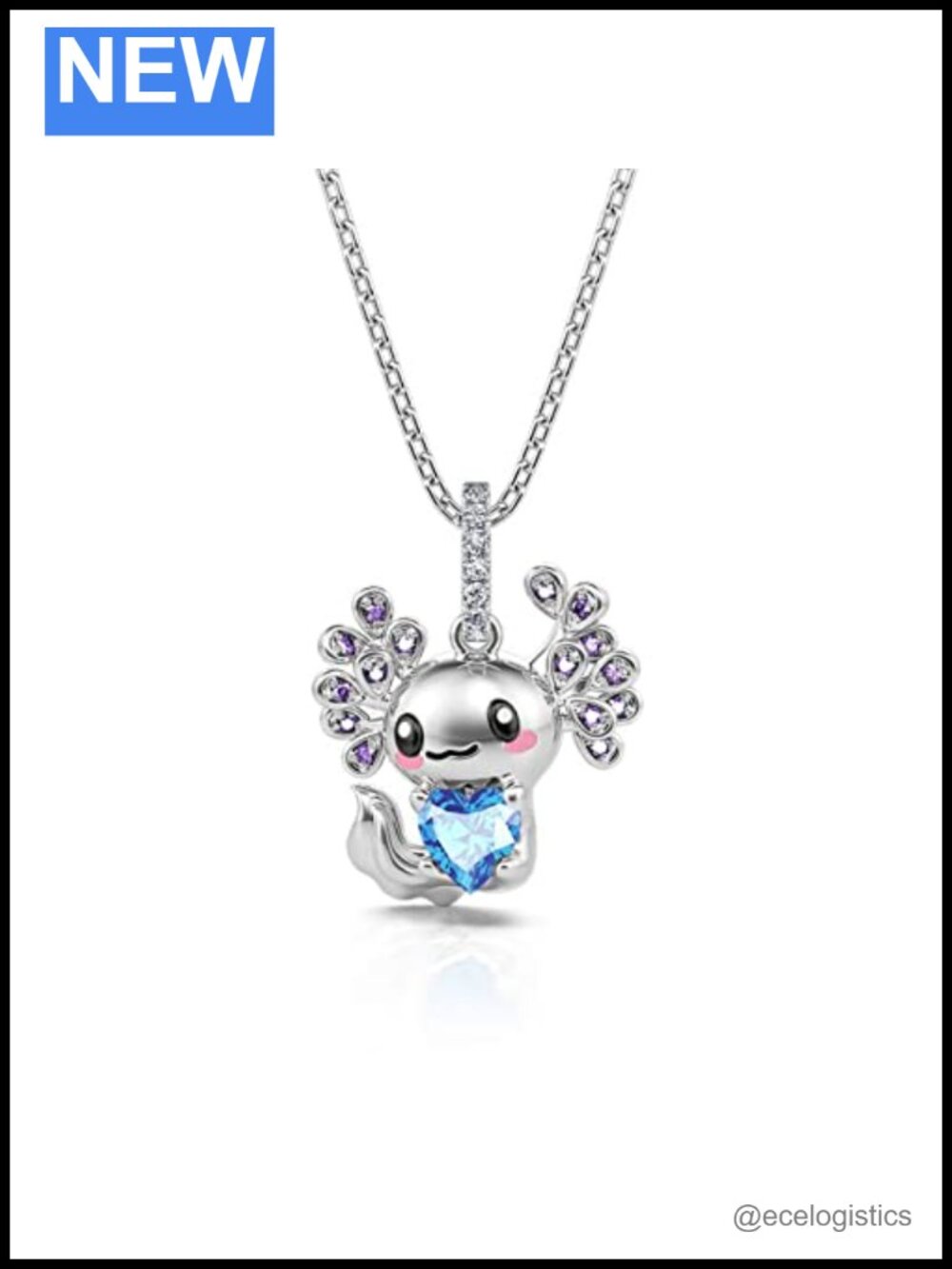 Sterling Silver Heart Cut Diamond Pendant Necklace Hug Me Panda